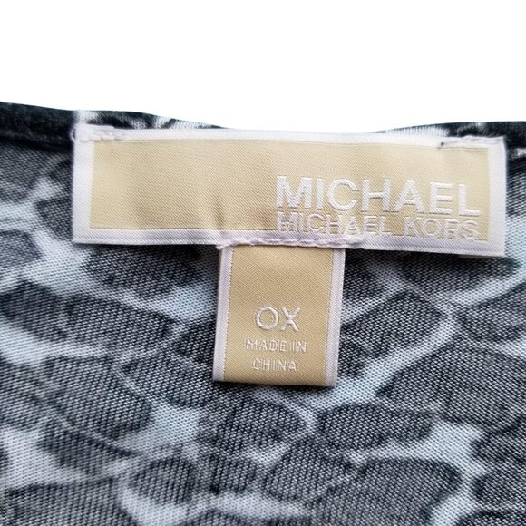 Michael Michael Kors Womens Black & White Leopard Print Long Sleeve Keyhole Blou - Picture 3 of 3